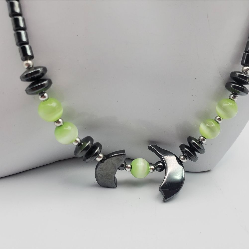 Hematite metallic brutalist shard necklace healing properties. N1412 - Picture 2 of 4